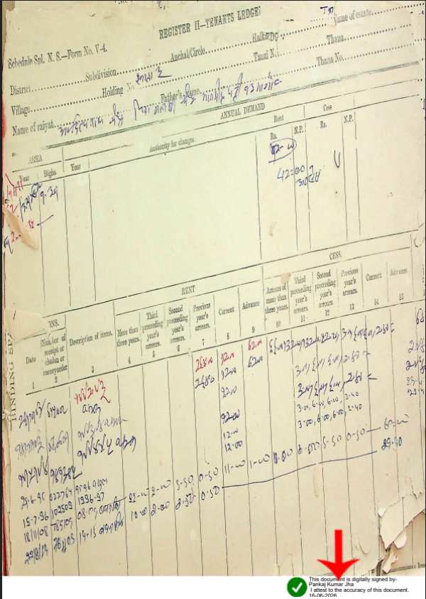 Digitally Signed Bihar Jamabandi pdf download