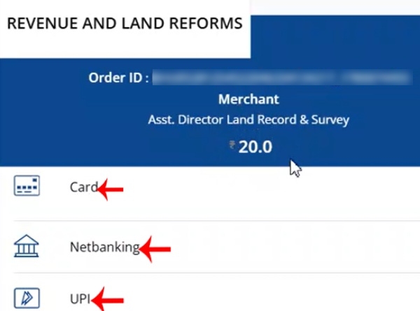 Step 4: Choosing online payment gateway options to pay fees for Bihar Chakbandi document 