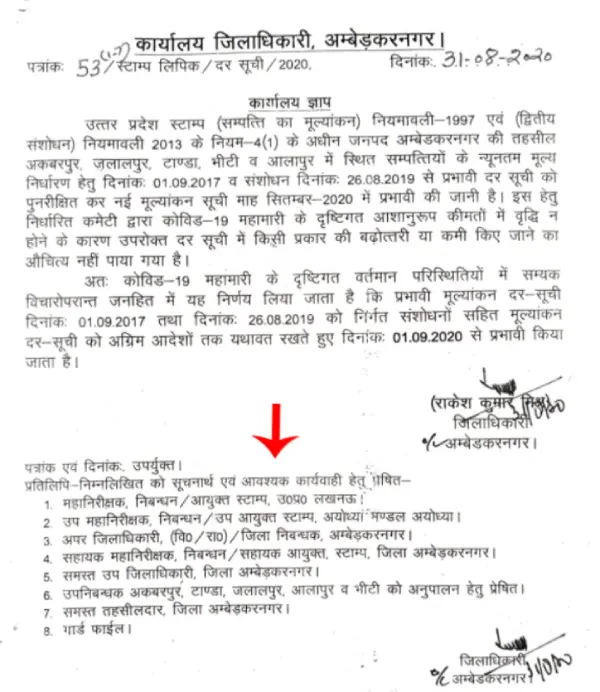 पुराने साल की Circle Rate PDF मोबाइल में खुली हुई लिस्ट