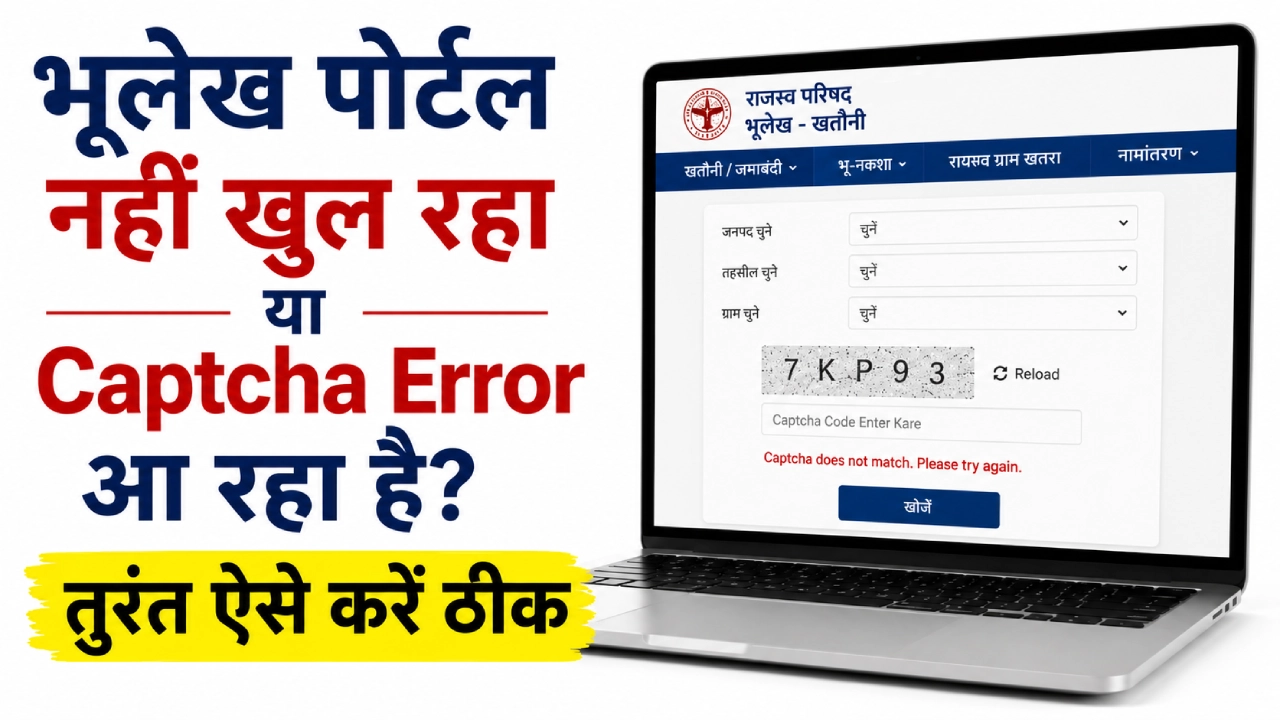 भूलेख पोर्टल नहीं खुल रहा या Captcha Error आ रहा है? कारण और समाधान