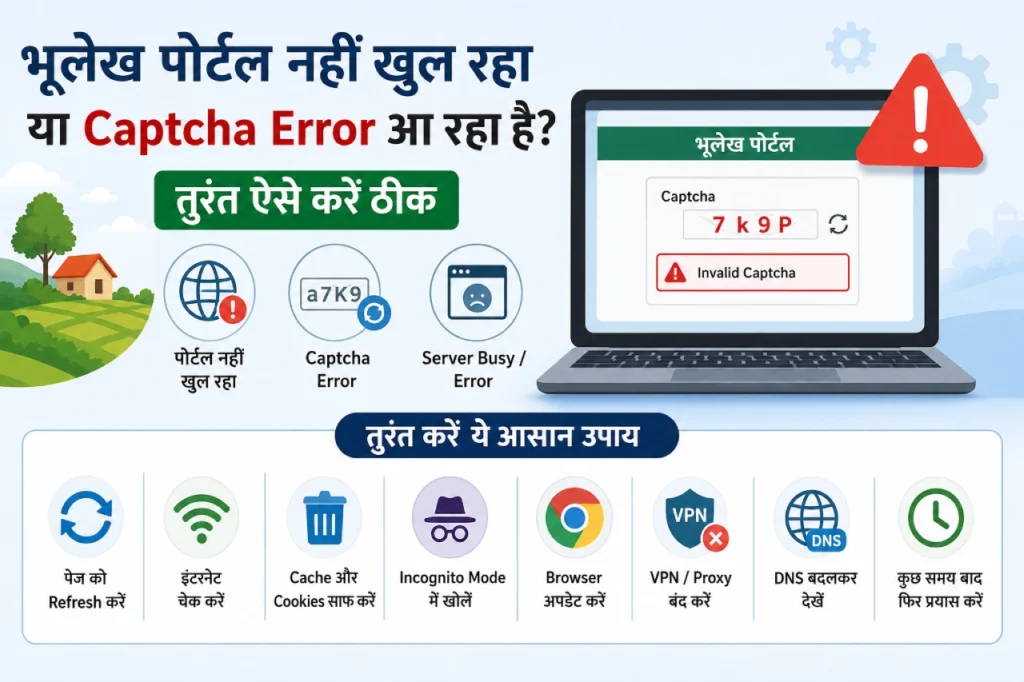 भूलेख पोर्टल नहीं खुल रहा है तो उसे ठीक करने के आसान तरीके