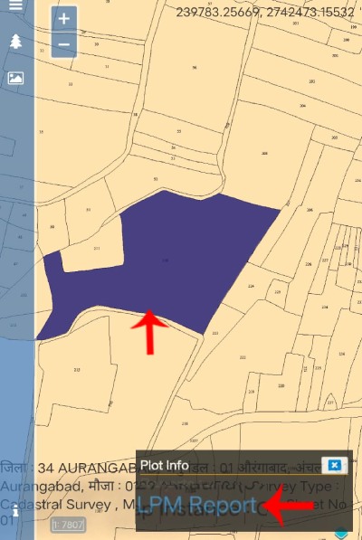 Step 5: Checking plot info and land details by clicking on khesra number to download LPM report
