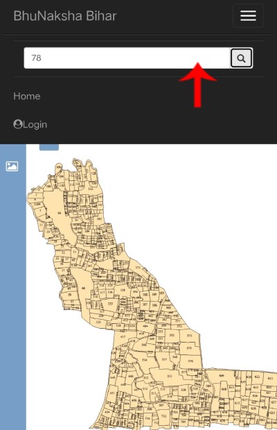 Step 6: Searching Bihar land record map directly using khesra number or plot number