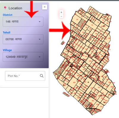 Step 1: UP Bhu Naksha 2026 - Village selection for new map after chakbandi