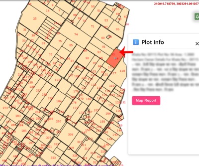 Step 2: Viewing new plot boundaries and chak number on UP digital land map