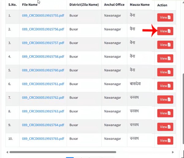 Viewing scanned Jamabandi registry list for selected village in Bihar Bhuabhilekh portal