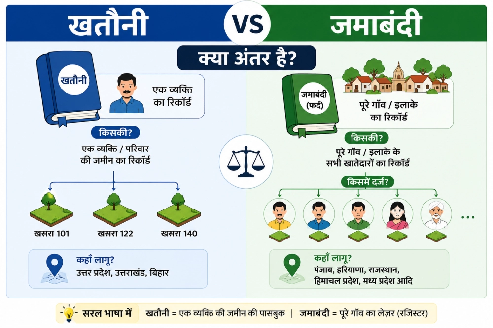 खतौनी और जमाबंदी का तुलना चार्ट