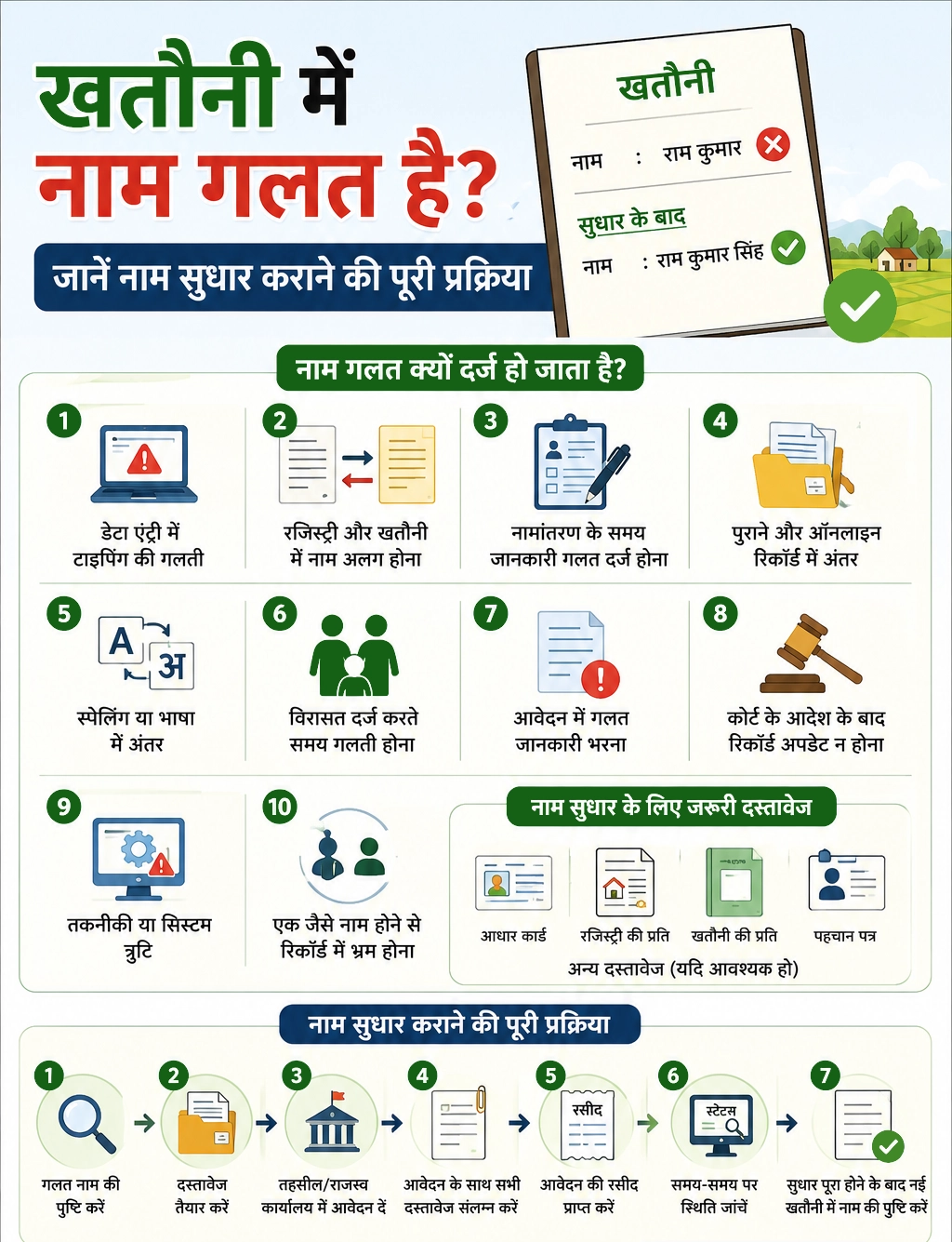 खतौनी में नाम सुधार कराने की स्टेप-बाय-स्टेप प्रक्रिया