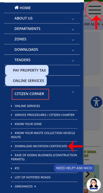MCD वेबसाइट पर Download Mutation Certificate विकल्प