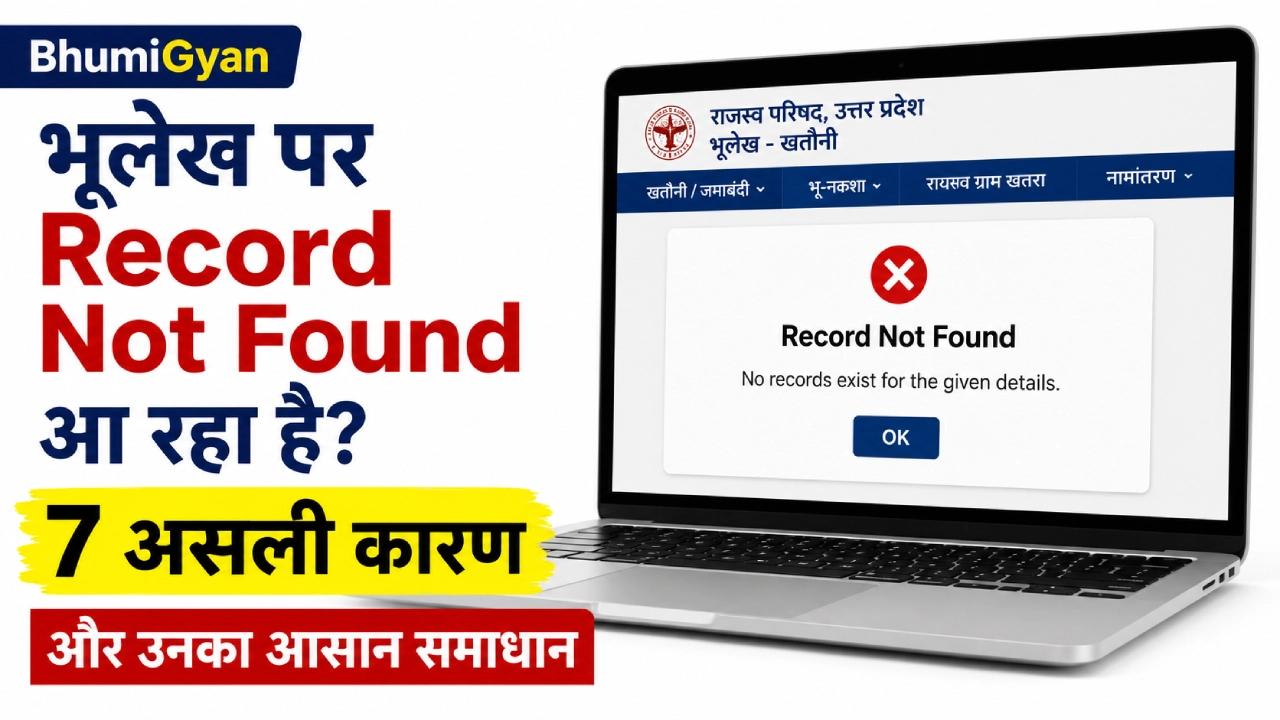 भूलेख वेबसाइट पर Record Not Found आने के 7 सामान्य कारण और उनके समाधान